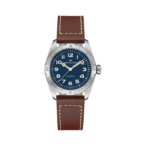Hamilton Womens Swiss Automatic Khaki Field Expedition Brown Leather Strap Watch 37mm