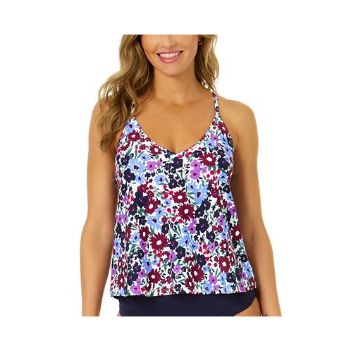 Anne Cole Womans Easy Floral-Print Cross-Back Tankini