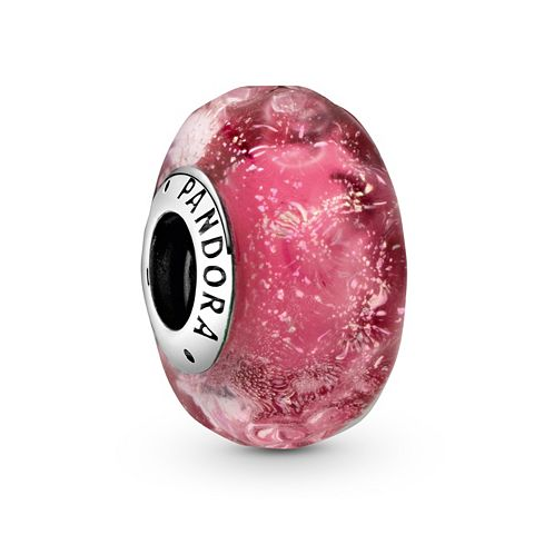 Pandora Sterling Silver Wavy Fancy Pink Murano Glass Charm
