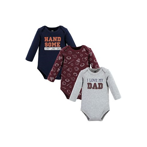 Hudson Baby Baby Boys Cotton Long-Sleeve Bodysuits Love Dad 3-Pack