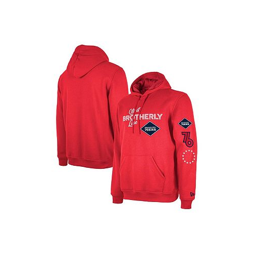 New Era Mens Red Philadelphia 76ers Big and Tall 2023/24 City Edition Jersey Pullover Hoodie