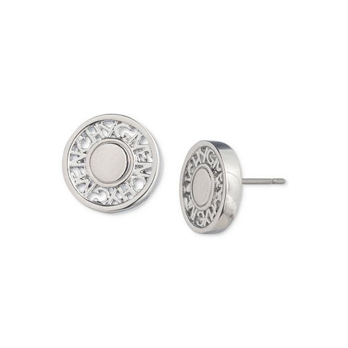 Givenchy Silver-Tone Logo Embossed Coin Stud Earrings