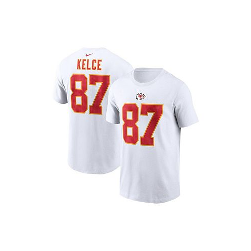 Nike Mens Travis Kelce White Kansas City Chiefs Player Name and Number T-shirt