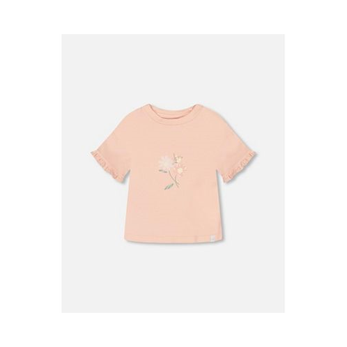 Deux par Deux Girl Organic Cotton Top With Print And Frills Blush Pink - Toddler|Child