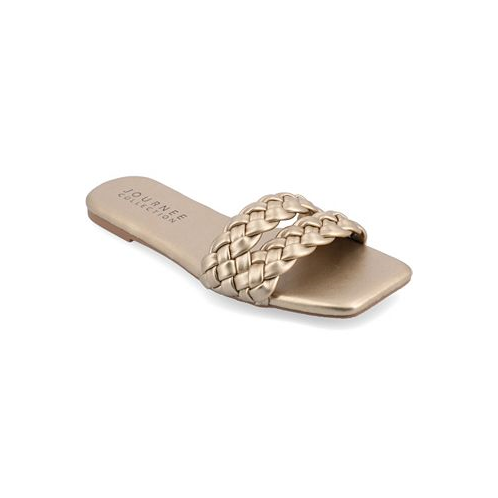 Journee Collection Womens Sawyerr Tru Comfort Foam Wide Width Dual Braided Band Slide Sandals