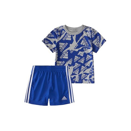 Adidas Baby Boys Short Sleeve Printed T Shirt and Shorts 2 Piece Set