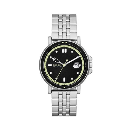 Skagen Mens Signatur Sport Three Hand Date Silver-Tone Stainless Steel Watch 40mm