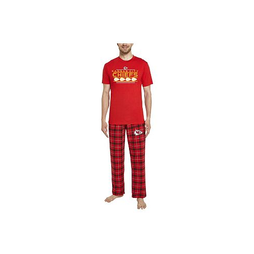 Concepts Sport Mens Red Black Kansas City Chiefs Arctic?T-shirt and Flannel Pants Sleep Set