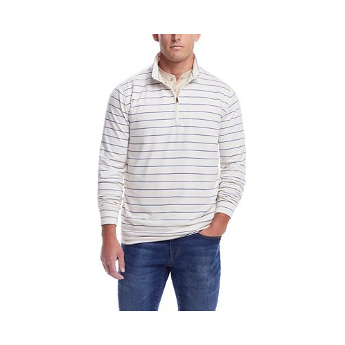 Weatherproof Vintage Mens Striped Long Sleeve Quarter Zip Pullover T-shirt