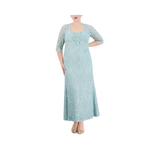 Eliza J Plus Size Lace 3/4-Sleeve Gown
