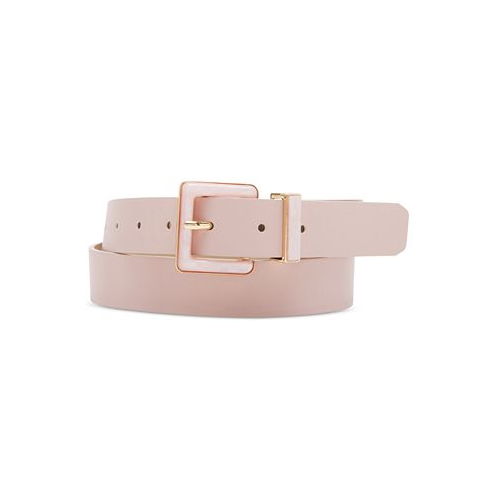 Steve Madden Womens Imitation Pearl Inlay Faux-Leather Belt