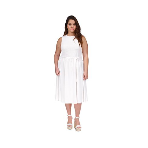 Michael Kors Plus Size Smocked Midi Dress