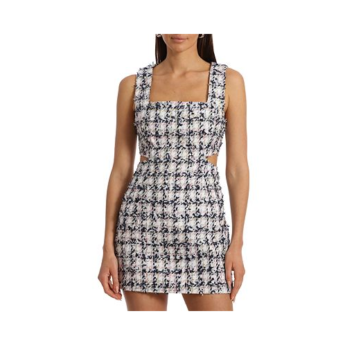 Avec Les Filles Womens Tweed Cutout Mini Dress