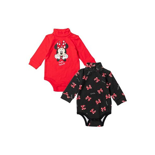 Disney Minnie Mouse Girls 2 Pack Turtleneck Cuddly Bodysuits Infant