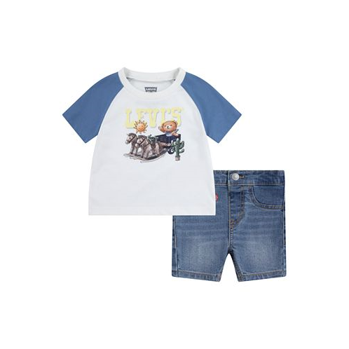Levis Baby Boys Bear Raglan T-shirt and Shorts Set