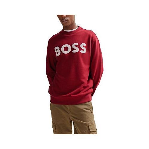 Hugo Boss Mens Rubber-Print Logo Relaxed-Fit Sweatshirt