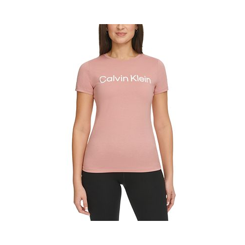 Calvin Klein Womens Logo Graphic Short-Sleeve Top
