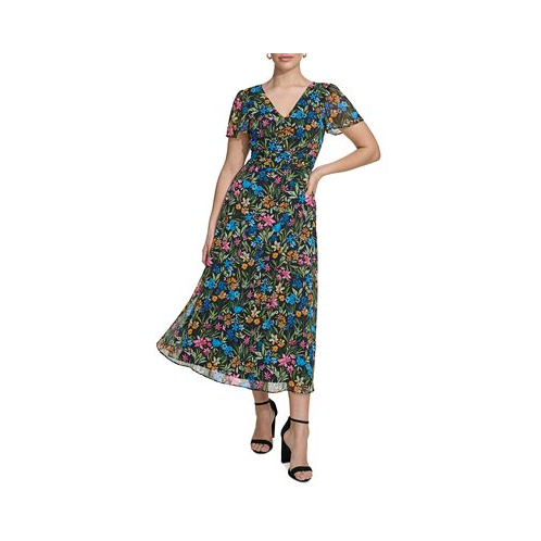Kensie Womens Floral-Print A-Line Dress