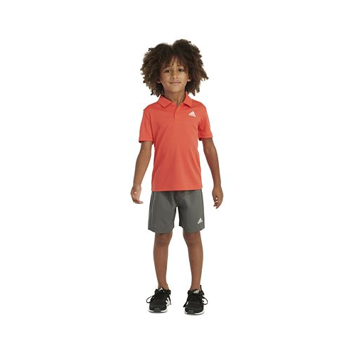 Adidas Toddler & Little Boys 2-Pc. Logo-Print Mesh Polo Shirt & Shorts Set