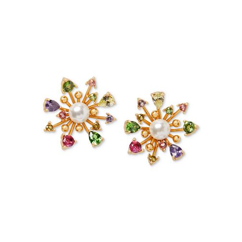 Kate spade new york Gold-Tone Multicolor Cubic Zirconia & Imitation Pearl Flower Stud Earrings