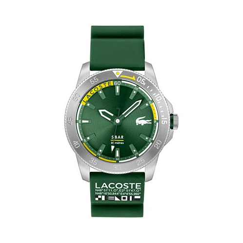 Lacoste Mens Green Silicone Strap Watch 46mm