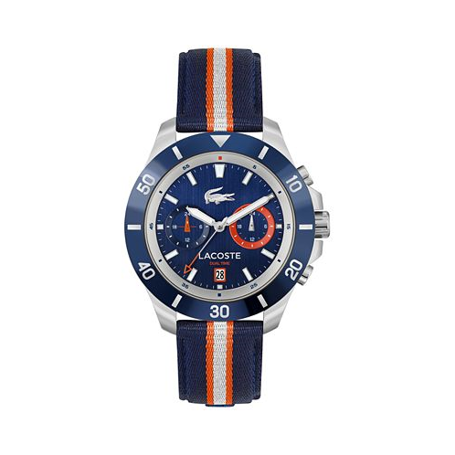 Lacoste Mens Toranga Blue Striped Nylon Strap Watch 44mm