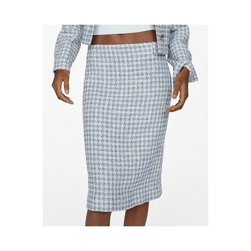 MANGO Womens Tweed Midi Skirt