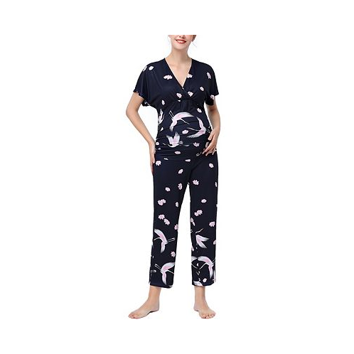 Kimi + kai Maternity Birdie Nursing 2-Piece Pajama Set