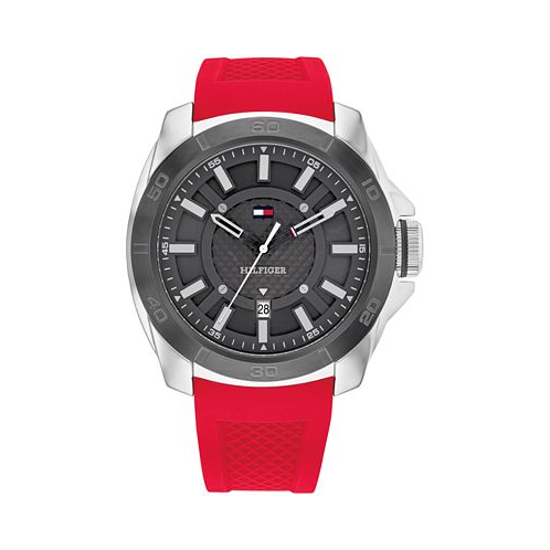 Tommy Hilfiger Mens Quartz Red Silicone Watch 46mm