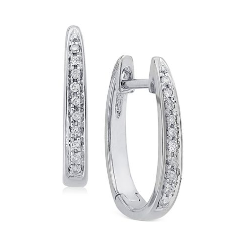 Macys Diamond (1/10 ct. t.w.) Channel-Set Hoop Earrings in 14K White Gold