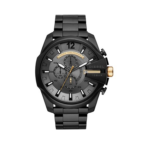 Diesel Mens Chronograph Mega Chief Black Stainless Steel Bracelet Watch 51mm