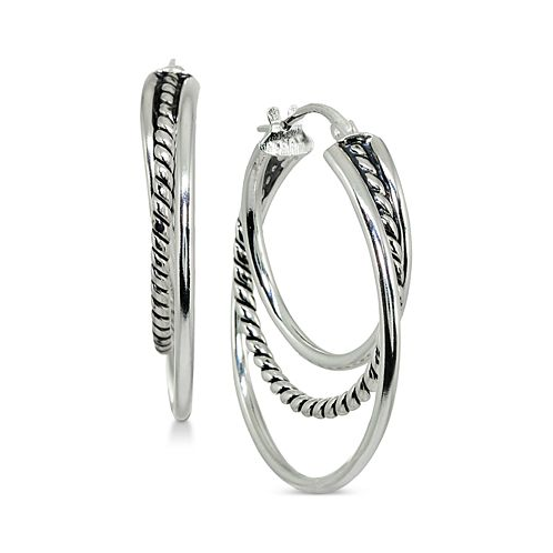 Giani Bernini Small Textured Triple Hoop Earrings in Sterling Silver 1