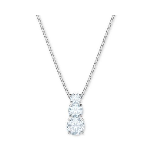 Swarovski Silver-Tone Triple-Crystal Pendant Necklace 14-4/5 + 2 extender