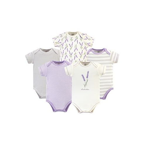 Touched by Nature Baby Girls Baby ganic Cotton Bodysuits 5pk Lavender