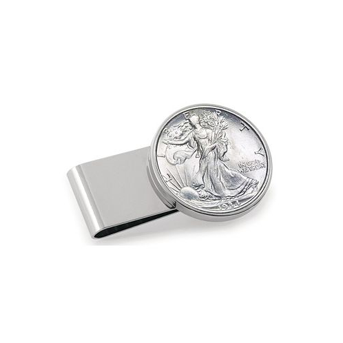 American Coin Treasures Mens Silver Walking Liberty Half Dollar Stainless Steel Coin Money Clip