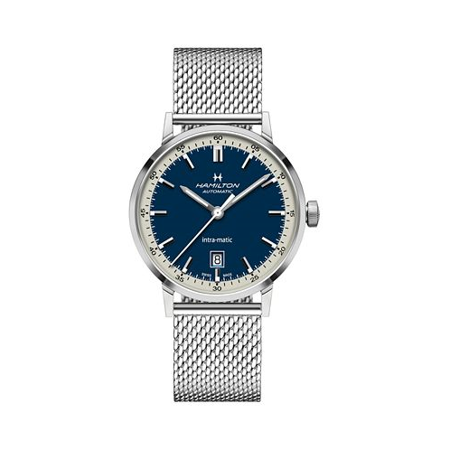Hamilton Mens Swiss Intra-Matic Stainless Steel Mesh Bracelet Watch 40mm