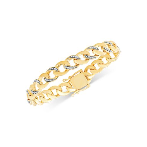 Macys Diamond Curb Link Bracelet (1/2 ct. t.w.) in 14k Gold-Plated Sterling Silver