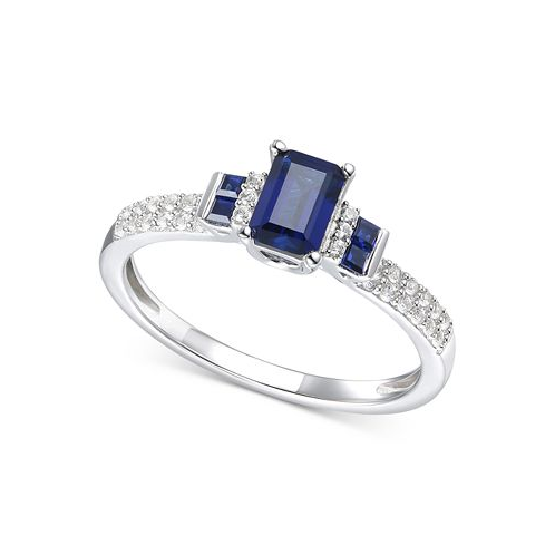 Macys Sapphire (7/8 ct. t.w.) & Diamond (1/6 ct. t.w.) Ring in 14k White Gold (Also in Emerald & Ruby)
