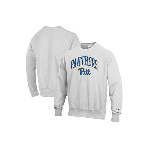 Champion Mens Gray Pitt Panthers Arch Over Logo Reverse Weave Pullover Sweatshirt