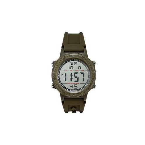 Columbia Unisex Peak Patrol Olive Silicone Strap Digital Watch 46mm