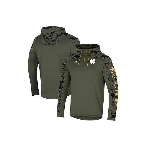 Under Armour Mens Olive Notre Dame Fighting Irish Freedom Quarter-Zip Pullover Hoodie