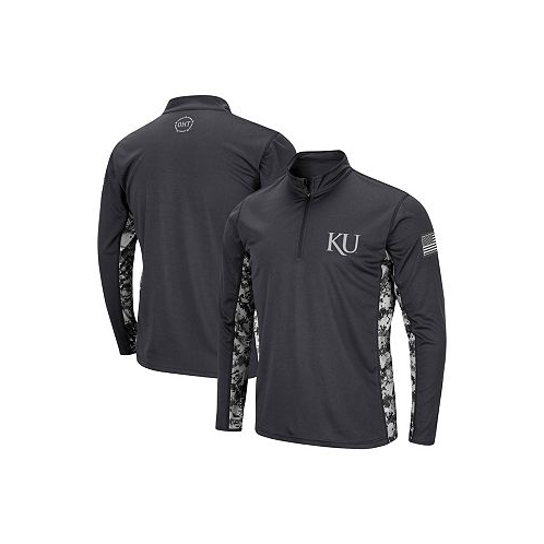 Colosseum Mens Charcoal Kansas Jayhawks OHT Military-Inspired Appreciation Digi Camo Quarter-Zip Jacket