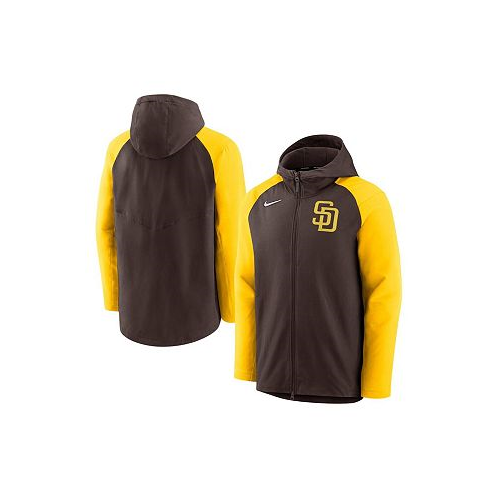 Nike Mens Brown Gold San Diego Padres Authentic Collection Full-Zip Hoodie Performance Jacket