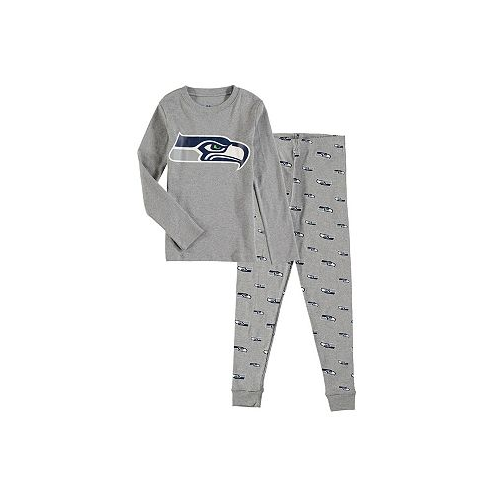 Outerstuff Preschool Boys and Girls Heathered Gray Seattle Seahawks Long Sleeve T-shirt and Pants Sleep Set