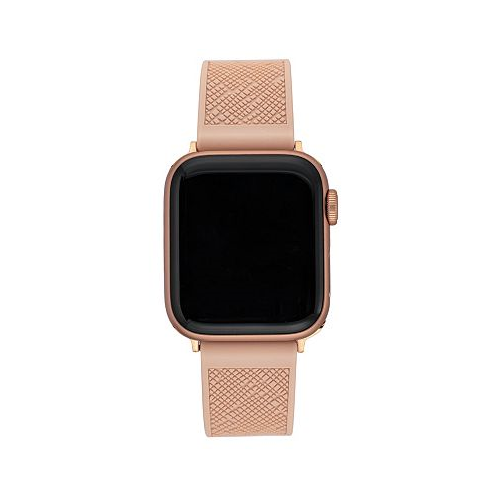 Anne Klein Womens Blush Textured Silicone Band Compatible with 42/44/45/Ultra/Ultra 2 Apple Watch