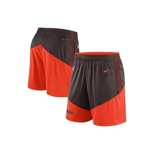 Nike Mens Brown Orange Cleveland Browns Primary Lockup Performance Shorts