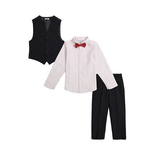 Calvin Klein Toddler Boys Stretch Performance Vest Pants Shirt and Bow Tie 4-Piece Set