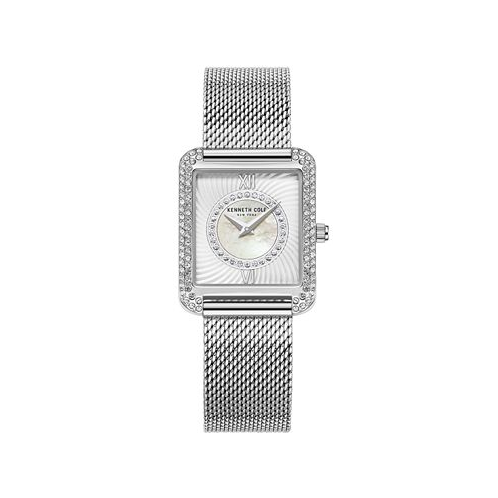 Kenneth Cole New York Womens Classic Silver-Tone Stainless Steel Mesh Bracelet Watch 30.5mm