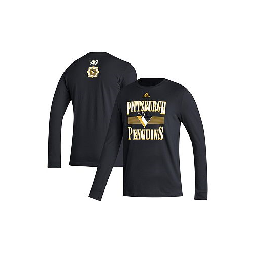 Adidas Mens Black Pittsburgh Penguins Reverse Retro 2.0 Fresh Playmaker Long Sleeve T-shirt