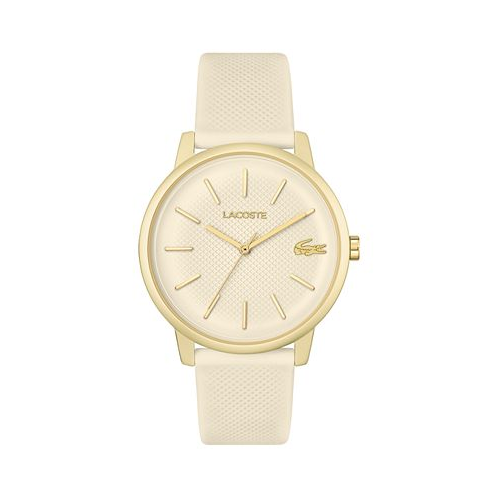 Lacoste Mens L 12.12 Gold-Tone Silicone Strap Watch 42mm